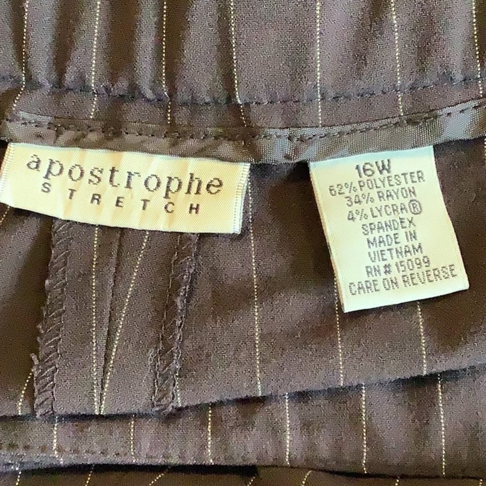 Apostrophe stretch brown pinstripe dress pants‘ Size 16 - Picture 8 of 8